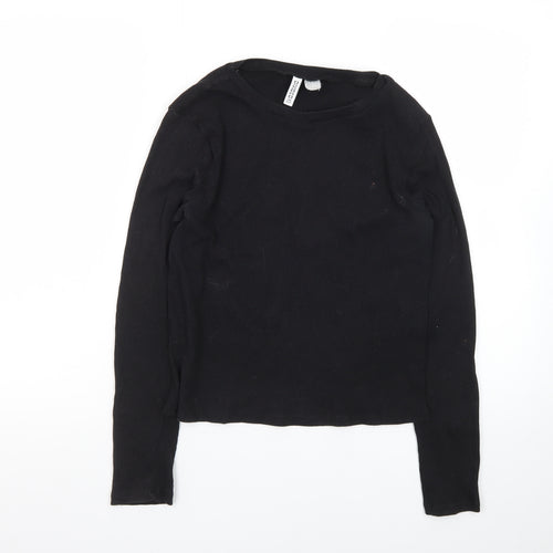 H&M Divided Women's Black Long Sleeve Basic Jersey Top Size L