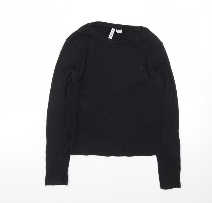 H&M Divided Women's Black Long Sleeve Basic Jersey Top Size L