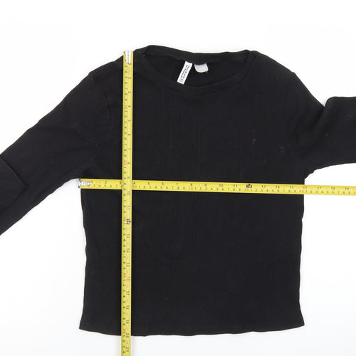 H&M Divided Women's Black Long Sleeve Basic Jersey Top Size L