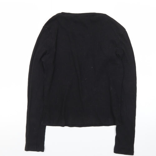 H&M Divided Women's Black Long Sleeve Basic Jersey Top Size L