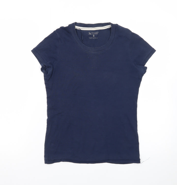 Tu Clothing Women's Blue Basic Short Sleeve Cotton T-Shirt Size 8