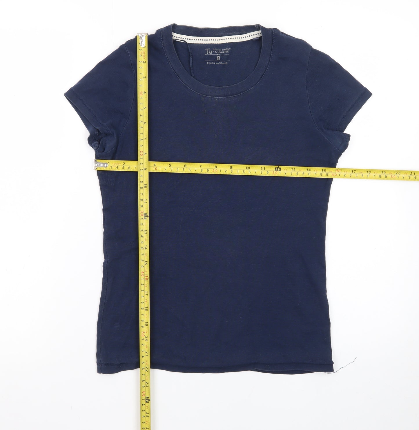 Tu Clothing Women's Blue Basic Short Sleeve Cotton T-Shirt Size 8