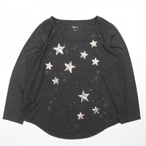 Style & Co Women’s Grey Sequin Star Long Sleeve T-Shirt Size 18 Plus