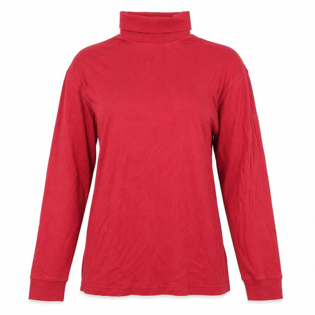 Front view of Cotton Traders women’s red roll neck long sleeve t-shirt, size M