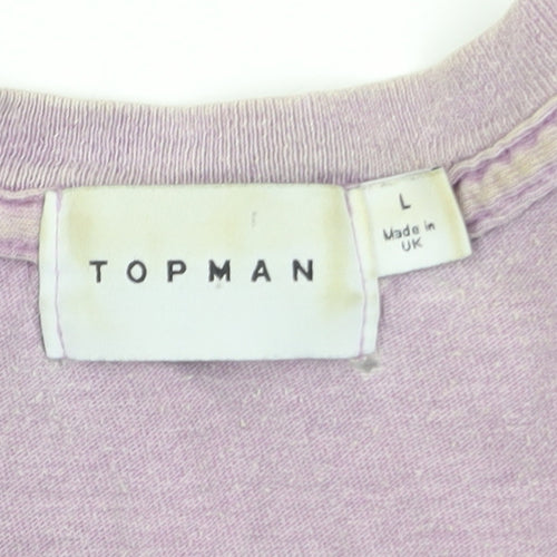 Topman Men's Purple Graphic Print Crew Neck T-Shirt Size L