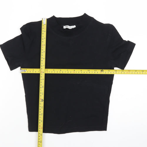 Zara Women's Black Slim Fit Cropped T-Shirt Size S