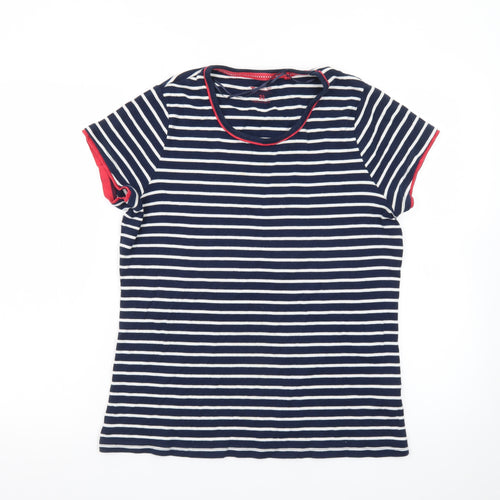 Tu Women's Blue Striped Cotton T-Shirt Size 22