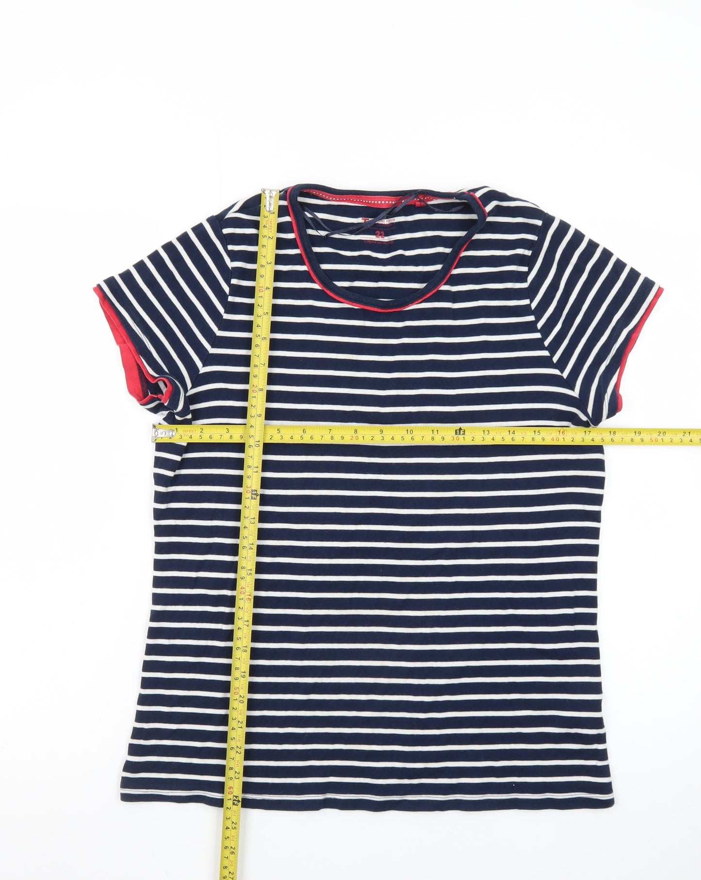 Tu Women's Blue Striped Cotton T-Shirt Size 22