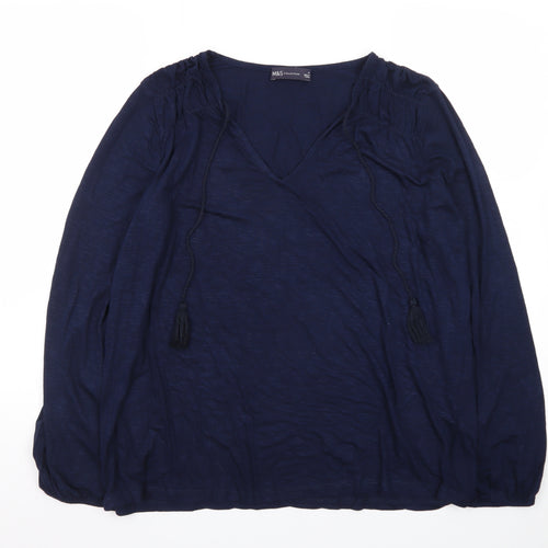 Marks and Spencer Women’s Blue Long Sleeve V-Neck Tunic Blouse Size 16