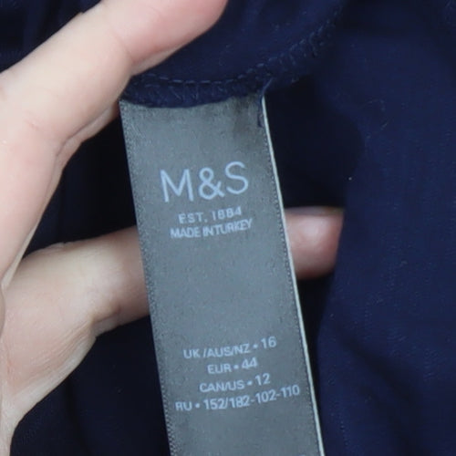 Marks and Spencer Women’s Blue Long Sleeve V-Neck Tunic Blouse Size 16
