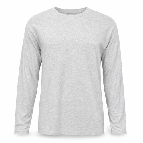 Fruit of the Loom Men's Grey Long Sleeve Crew Neck Cotton T-Shirt Size S