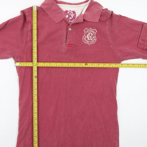 Crumbié Teens Red Rugby Club Long Sleeve Cotton Polo Shirt Size 14