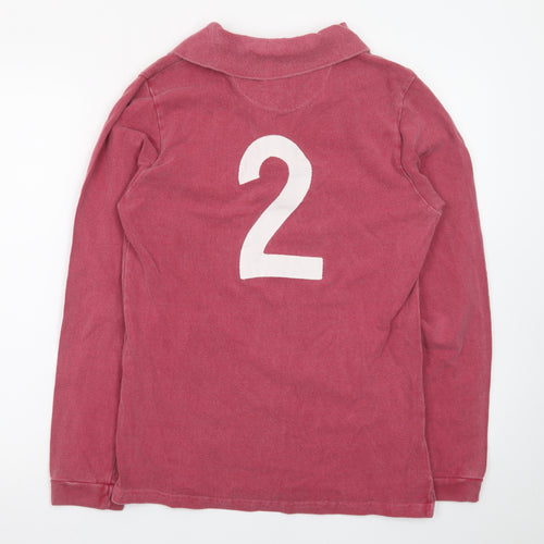 Crumbié Teens Red Rugby Club Long Sleeve Cotton Polo Shirt Size 14