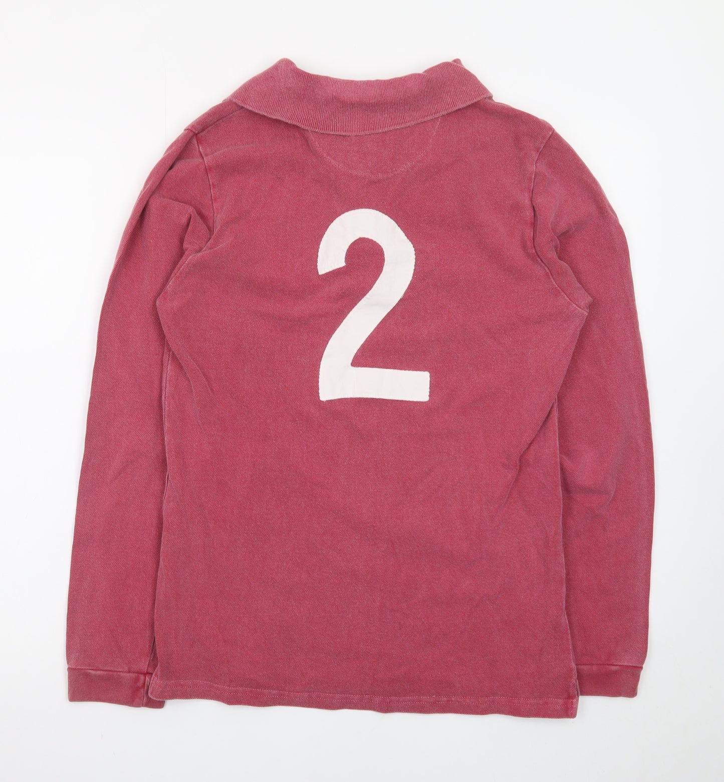 Crumbié Teens Red Rugby Club Long Sleeve Cotton Polo Shirt Size 14