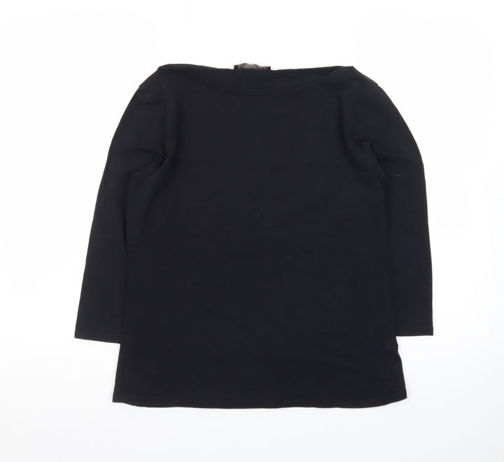 Marks and Spencer Women's Black 3/4 Sleeve Boat Neck Cotton Stretch Top UK 14