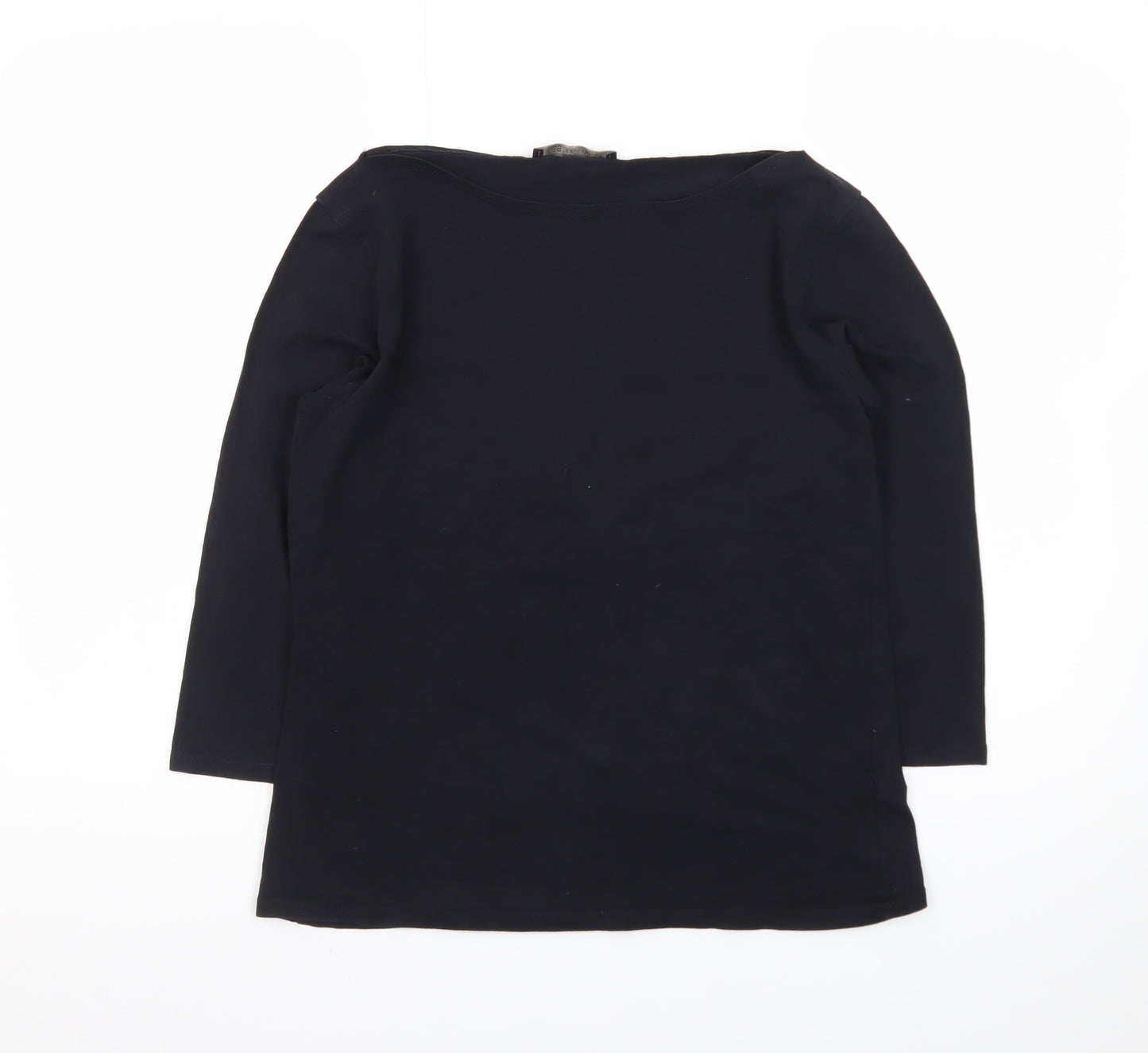 Marks and Spencer Women's Black 3/4 Sleeve Boat Neck Cotton Stretch Top UK 14