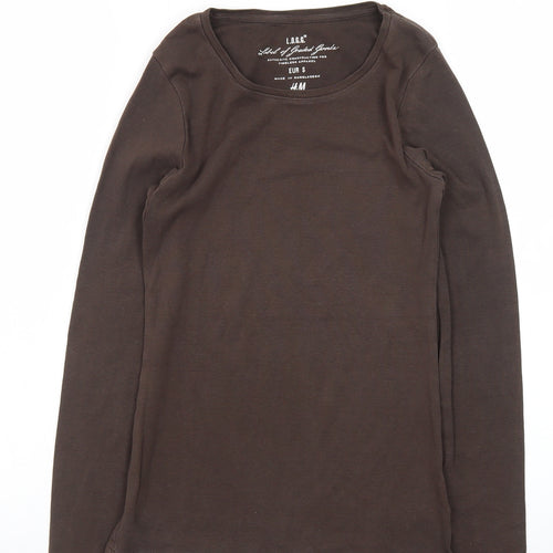 H&M Women’s Brown Long Sleeve Basic Cotton T-Shirt Size 8