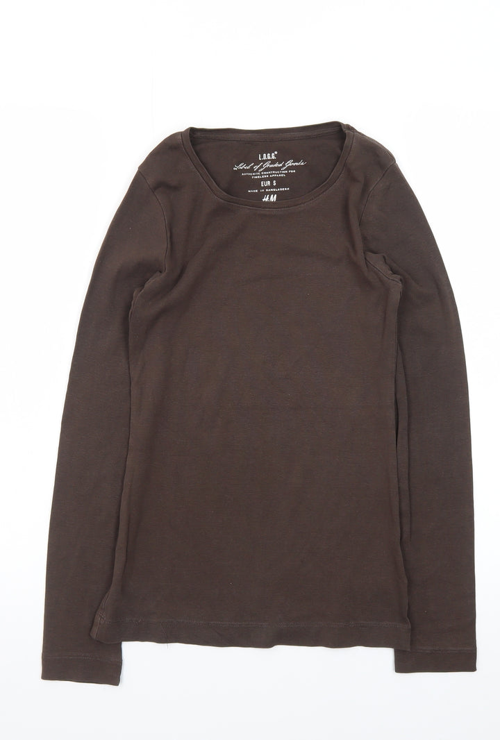 H&M Women’s Brown Long Sleeve Basic Cotton T-Shirt Size 8
