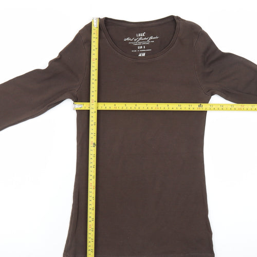 H&M Women’s Brown Long Sleeve Basic Cotton T-Shirt Size 8