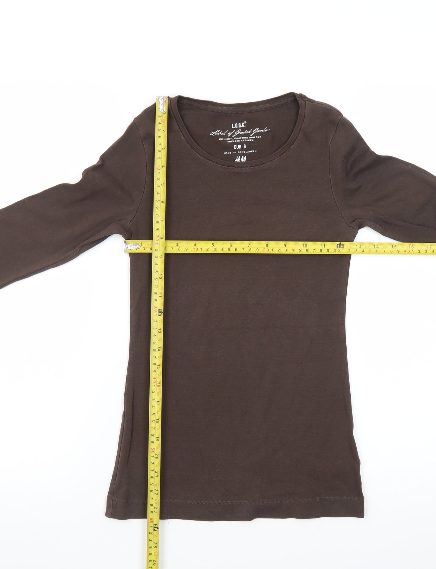 H&M Women’s Brown Long Sleeve Basic Cotton T-Shirt Size 8