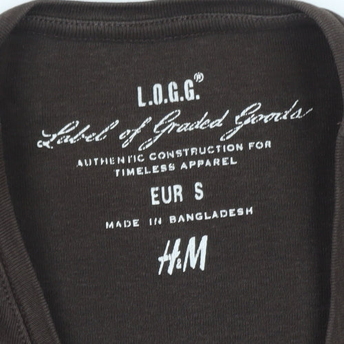 H&M Women’s Brown Long Sleeve Basic Cotton T-Shirt Size 8