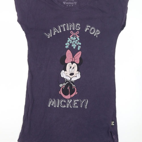 Disney Womens Purple Minnie Mouse Nightshirt UK 8-10 Graphic T-Shirt Style
