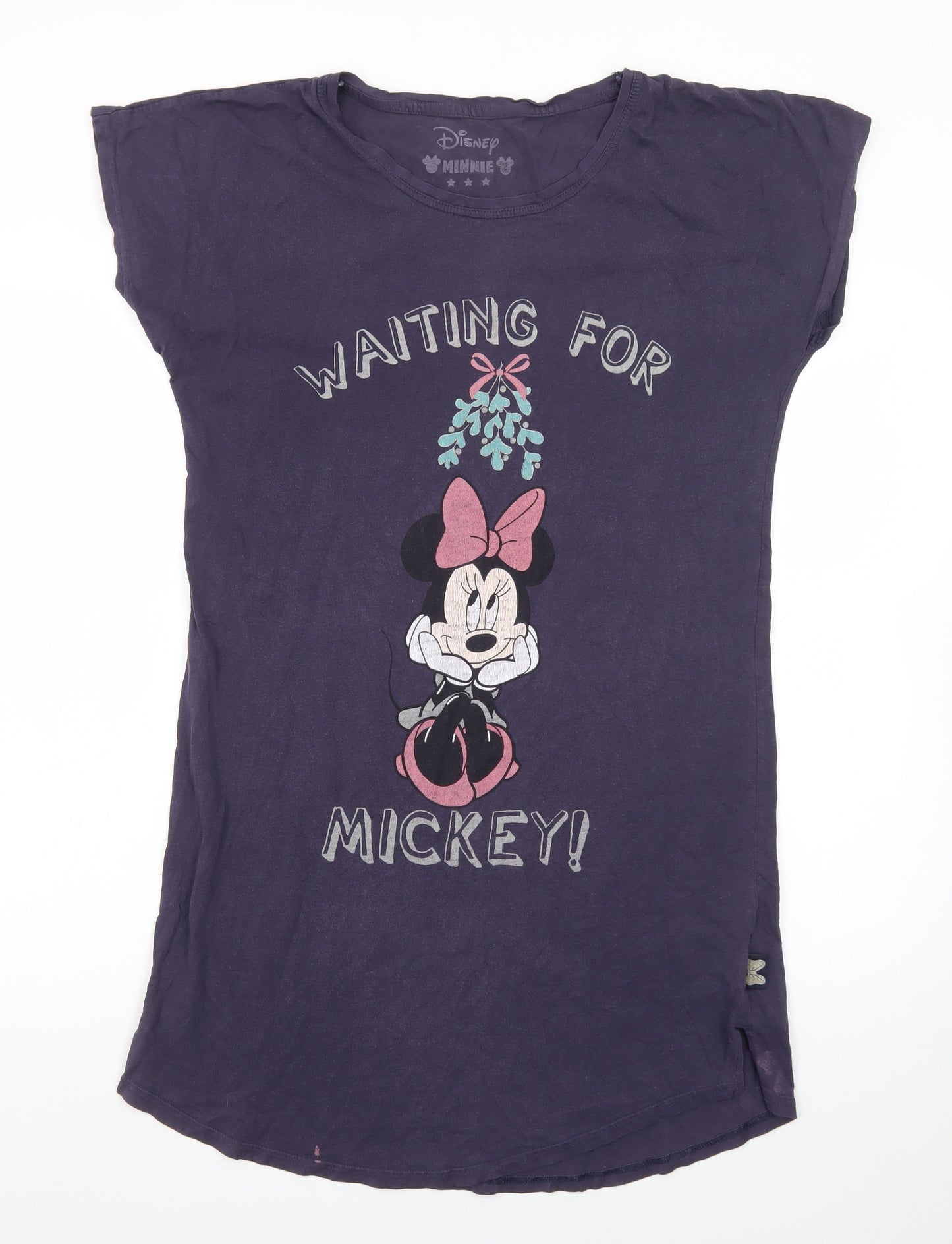 Disney Womens Purple Minnie Mouse Nightshirt UK 8-10 Graphic T-Shirt Style
