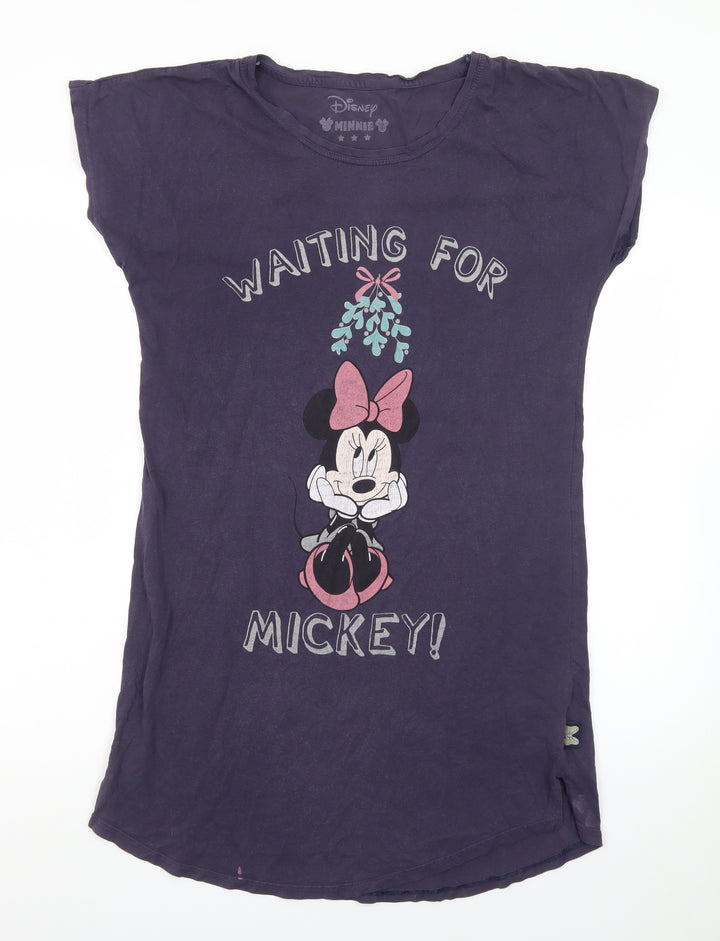 Disney Womens Purple Minnie Mouse Nightshirt UK 8-10 Graphic T-Shirt Style