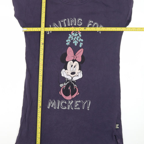 Disney Womens Purple Minnie Mouse Nightshirt UK 8-10 Graphic T-Shirt Style