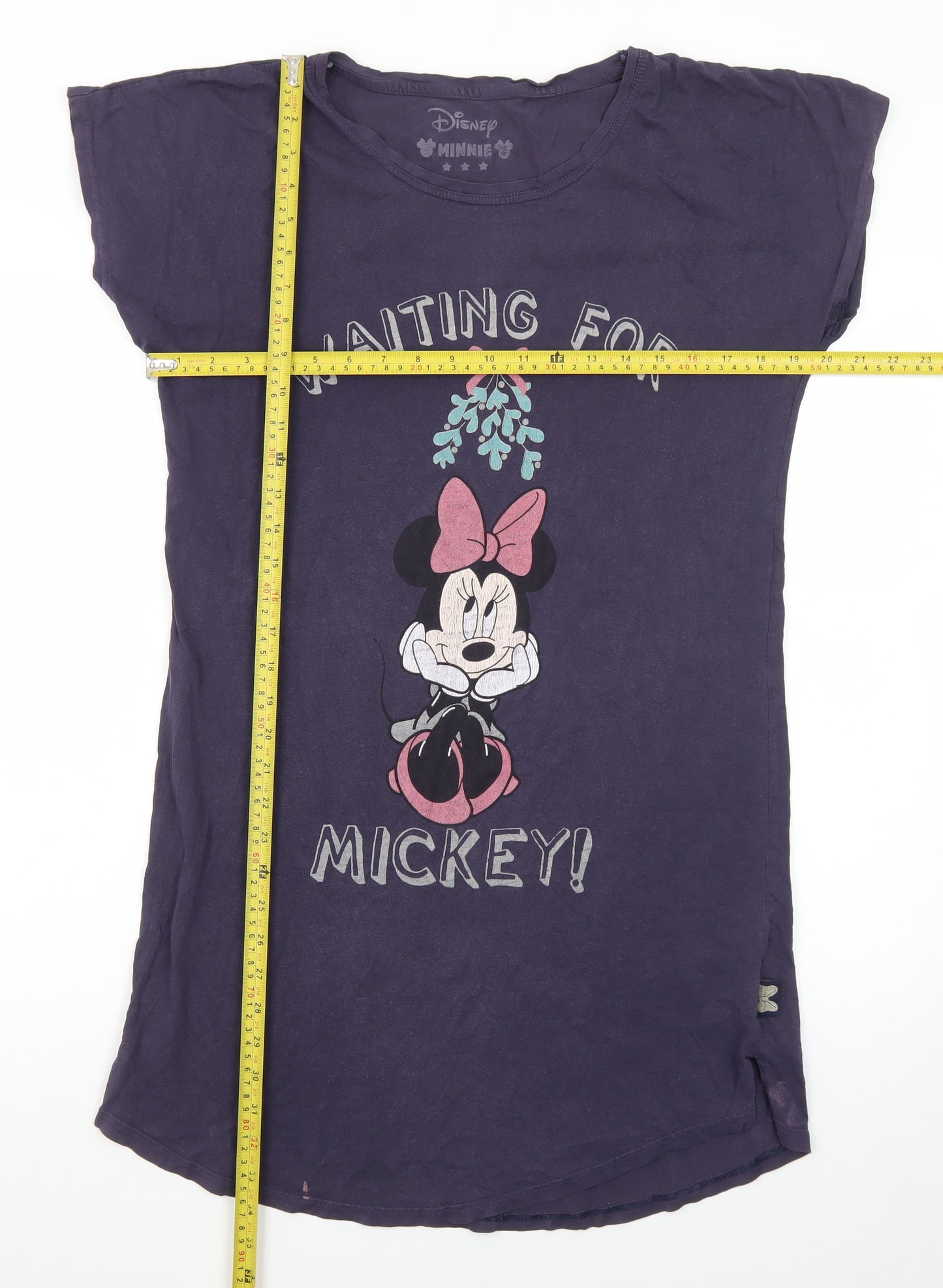 Disney Womens Purple Minnie Mouse Nightshirt UK 8-10 Graphic T-Shirt Style