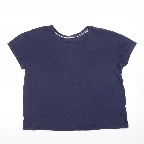 Marks and Spencer Women's Blue Cotton Crew Neck T-Shirt Size M