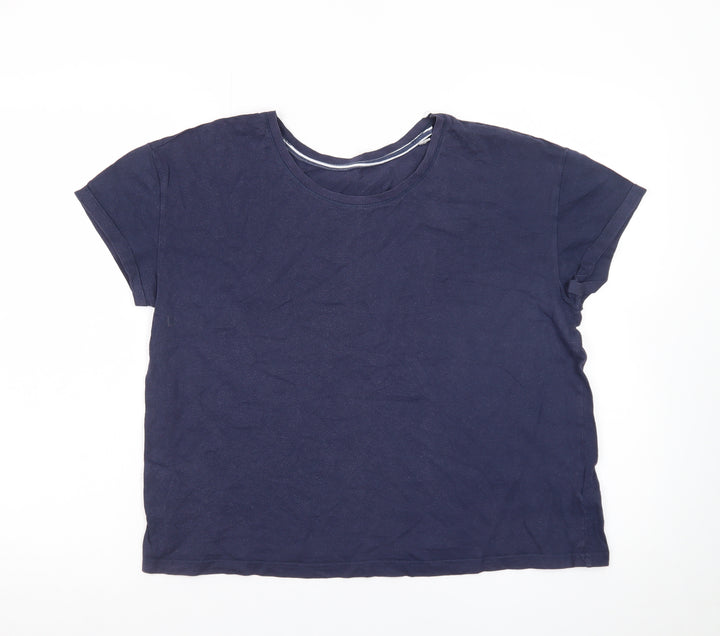 Marks and Spencer Women's Blue Cotton Crew Neck T-Shirt Size M