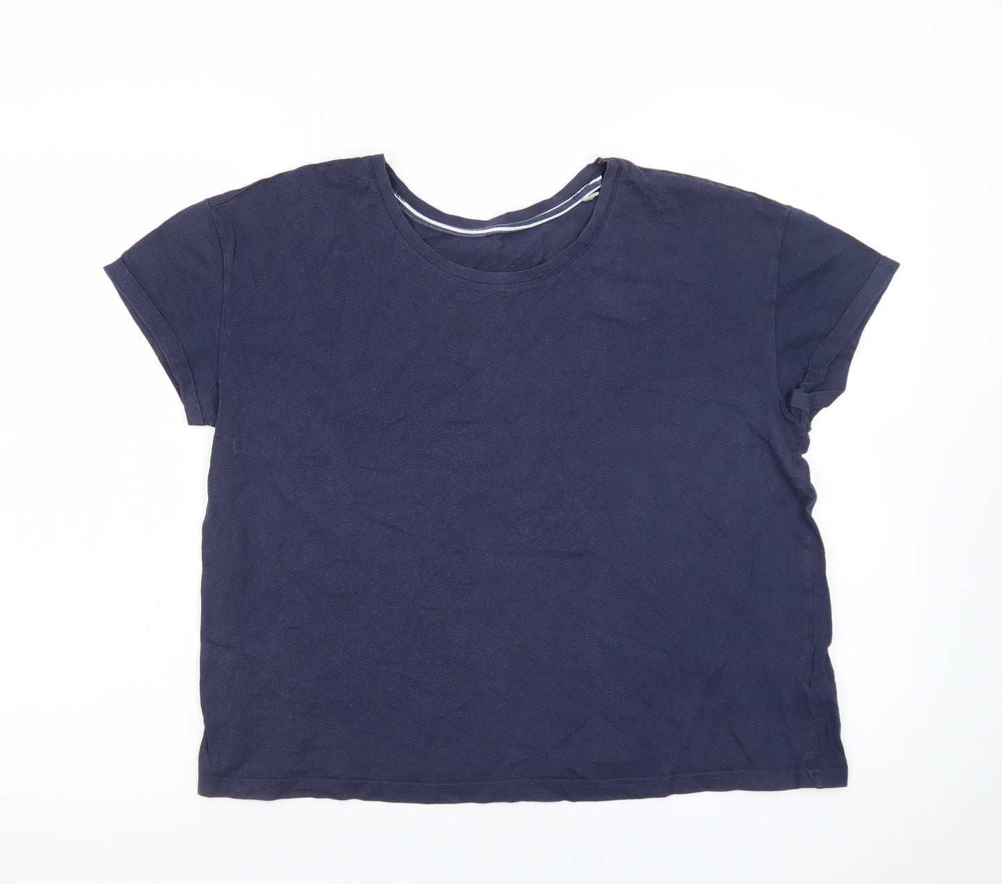 Marks and Spencer Women's Blue Cotton Crew Neck T-Shirt Size M