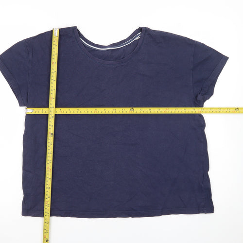 Marks and Spencer Women's Blue Cotton Crew Neck T-Shirt Size M