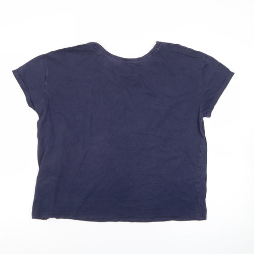 Marks and Spencer Women's Blue Cotton Crew Neck T-Shirt Size M