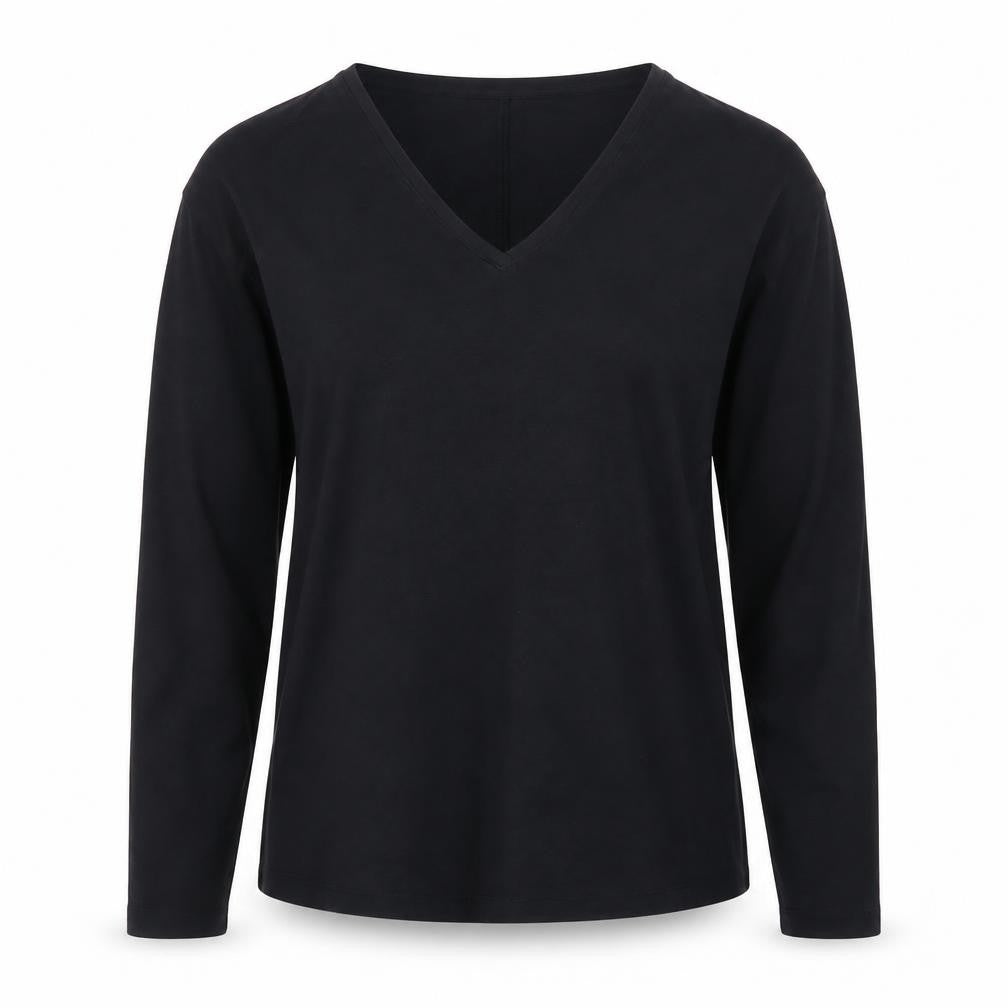 Front view of Tu Women Black V-Neck Long Sleeve Jersey Top Small