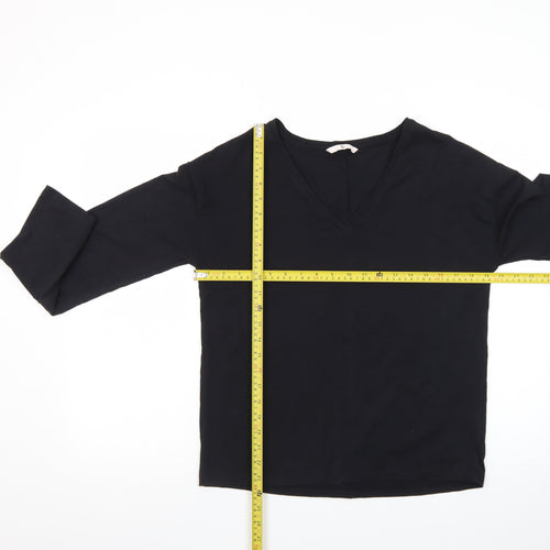 Tu Women Black V-Neck Long Sleeve Jersey Top Small