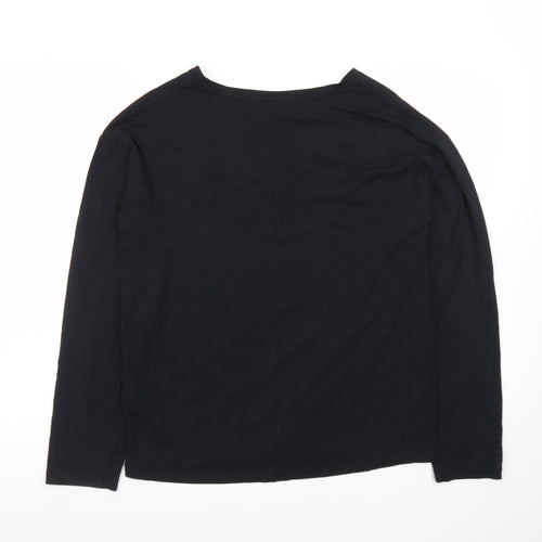 Tu Women Black V-Neck Long Sleeve Jersey Top Small