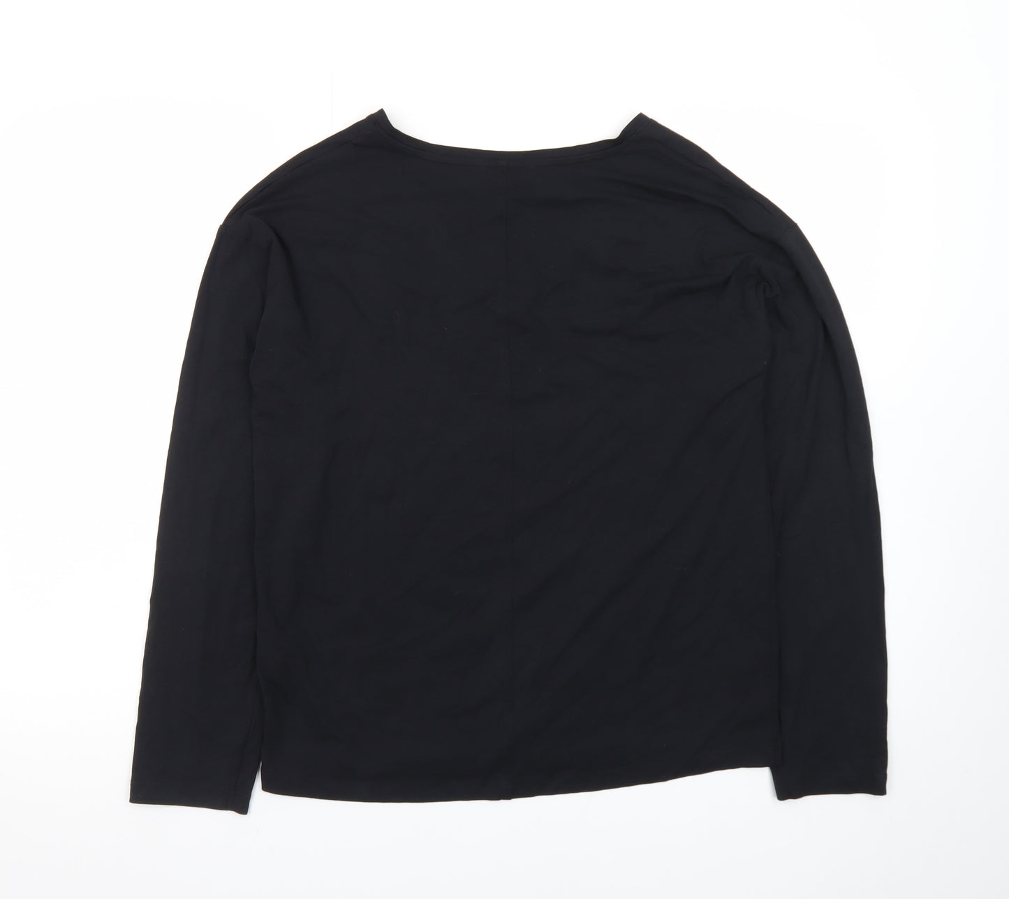 Tu Women Black V-Neck Long Sleeve Jersey Top Small