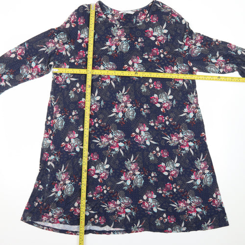 Tu Women Blue Floral 3/4 Sleeve Shift Knee Length Dress Size 20