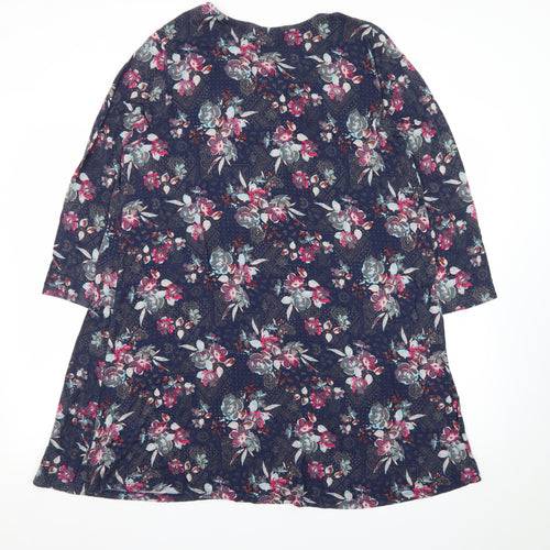 Tu Women Blue Floral 3/4 Sleeve Shift Knee Length Dress Size 20