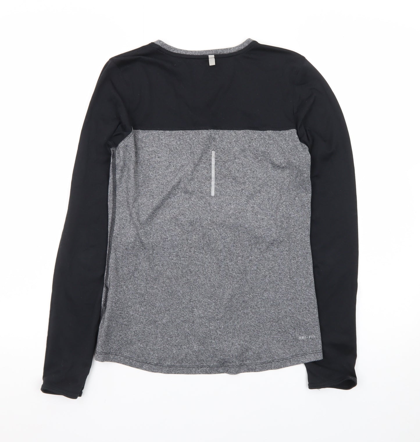Nike Men's Grey Black Dri-FIT Long Sleeve Running Top Size S