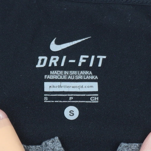 Nike Men's Grey Black Dri-FIT Long Sleeve Running Top Size S