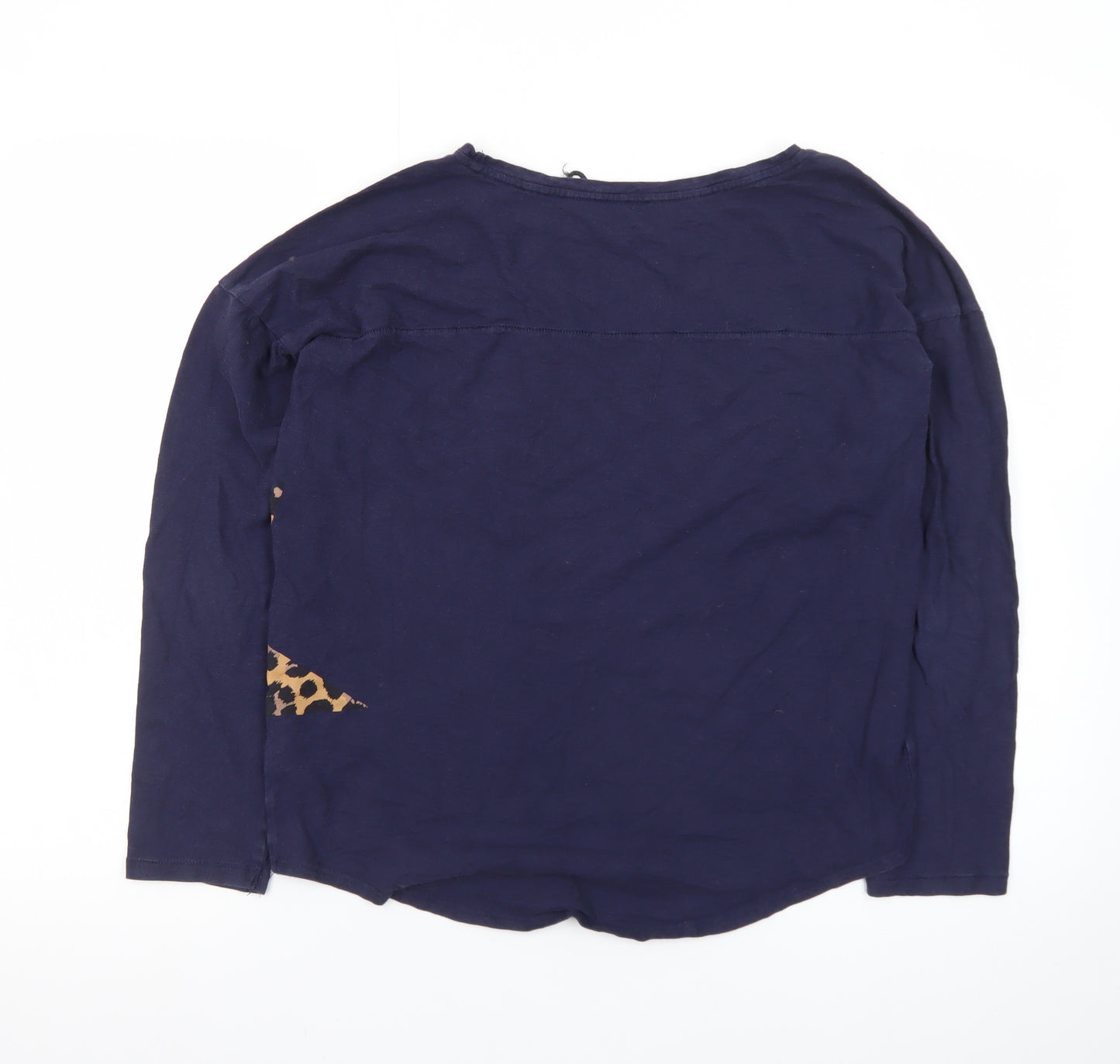 Next Women Blue Leopard Star Long Sleeve Cotton T-Shirt Size 10