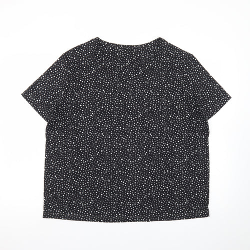 F&F Womens Black Polka Dot Short Sleeve T-Shirt UK 16