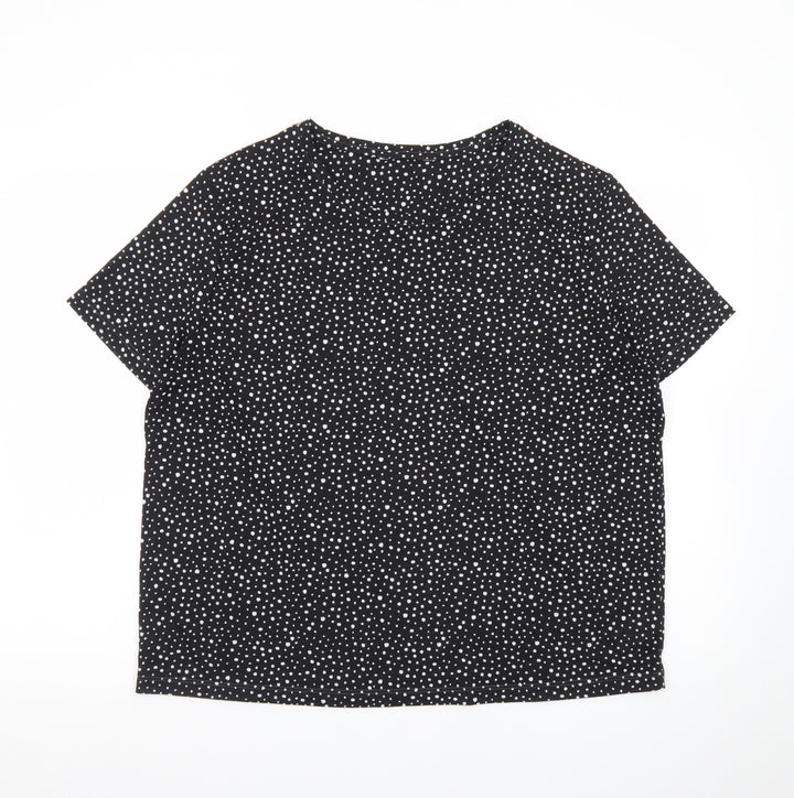 F&F Womens Black Polka Dot Short Sleeve T-Shirt UK 16
