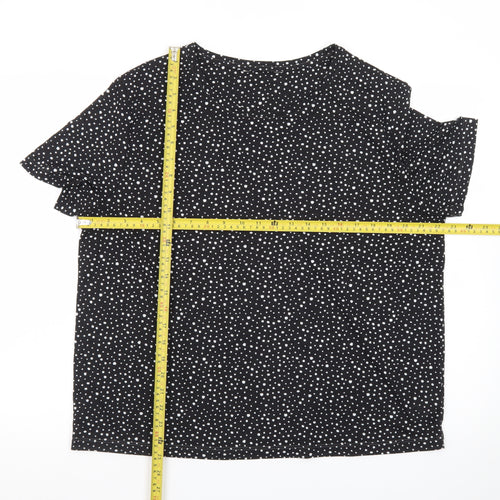 F&F Womens Black Polka Dot Short Sleeve T-Shirt UK 16