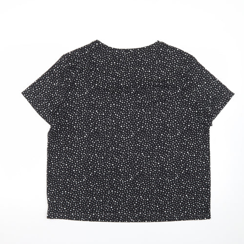 F&F Womens Black Polka Dot Short Sleeve T-Shirt UK 16