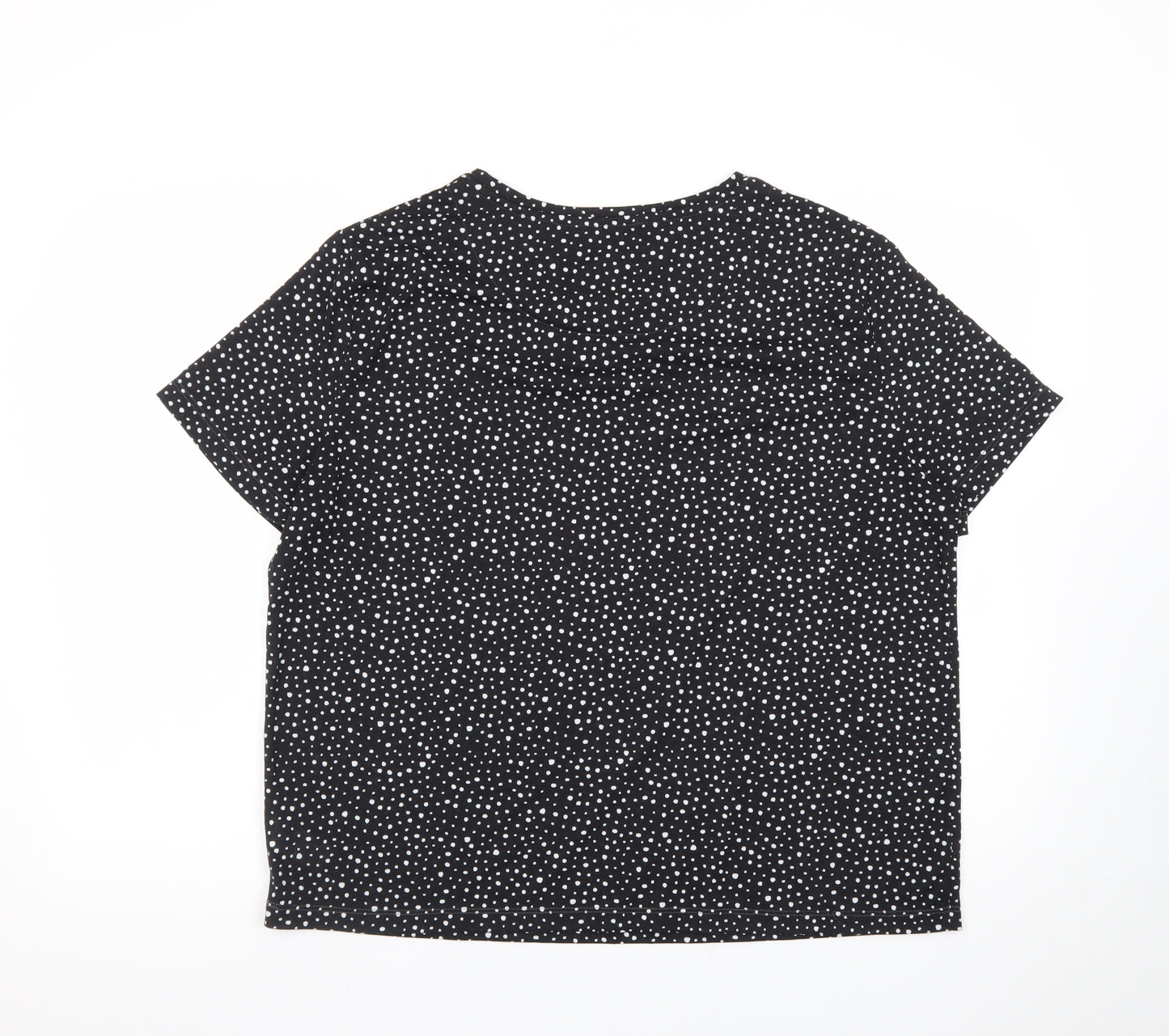 F&F Womens Black Polka Dot Short Sleeve T-Shirt UK 16