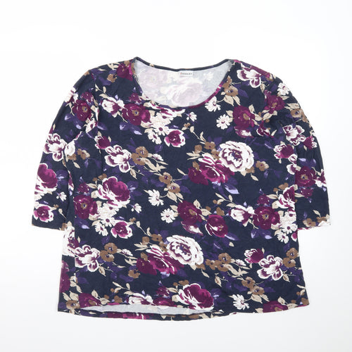 Damart Women’s Multicoloured Floral 3/4 Sleeve Jersey T-Shirt Size 22/24